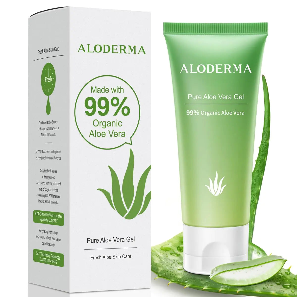 Aloderma 99% Organic Aloe Vera Gel for Face Made within 12 Hours of Harvest - Natural Hydrating Pure Aloe Vera Gel for Soothing Skincare - Moisturizing Aloe Gel for Skin, Face, & Sensitive Skin, 4oz 1 - DivineLuxes