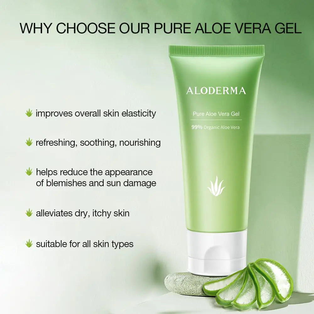 Aloderma 99% Organic Aloe Vera Gel for Face Made within 12 Hours of Harvest - Natural Hydrating Pure Aloe Vera Gel for Soothing Skincare - Moisturizing Aloe Gel for Skin, Face, & Sensitive Skin, 4oz 1 - DivineLuxes