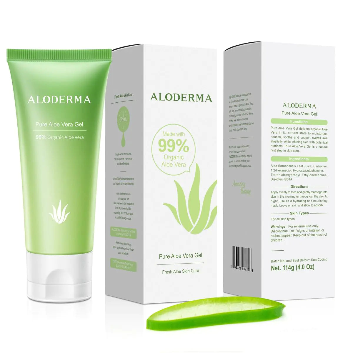 Aloderma 99% Organic Aloe Vera Gel for Face Made within 12 Hours of Harvest - Natural Hydrating Pure Aloe Vera Gel for Soothing Skincare - Moisturizing Aloe Gel for Skin, Face, & Sensitive Skin, 4oz 1 - DivineLuxes