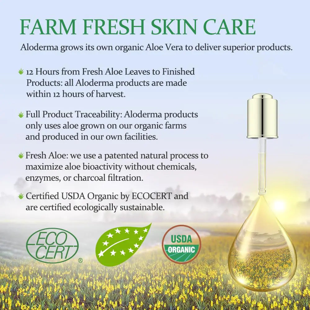 Aloderma 99% Organic Aloe Vera Gel for Face Made within 12 Hours of Harvest - Natural Hydrating Pure Aloe Vera Gel for Soothing Skincare - Moisturizing Aloe Gel for Skin, Face, & Sensitive Skin, 4oz 1 - DivineLuxes