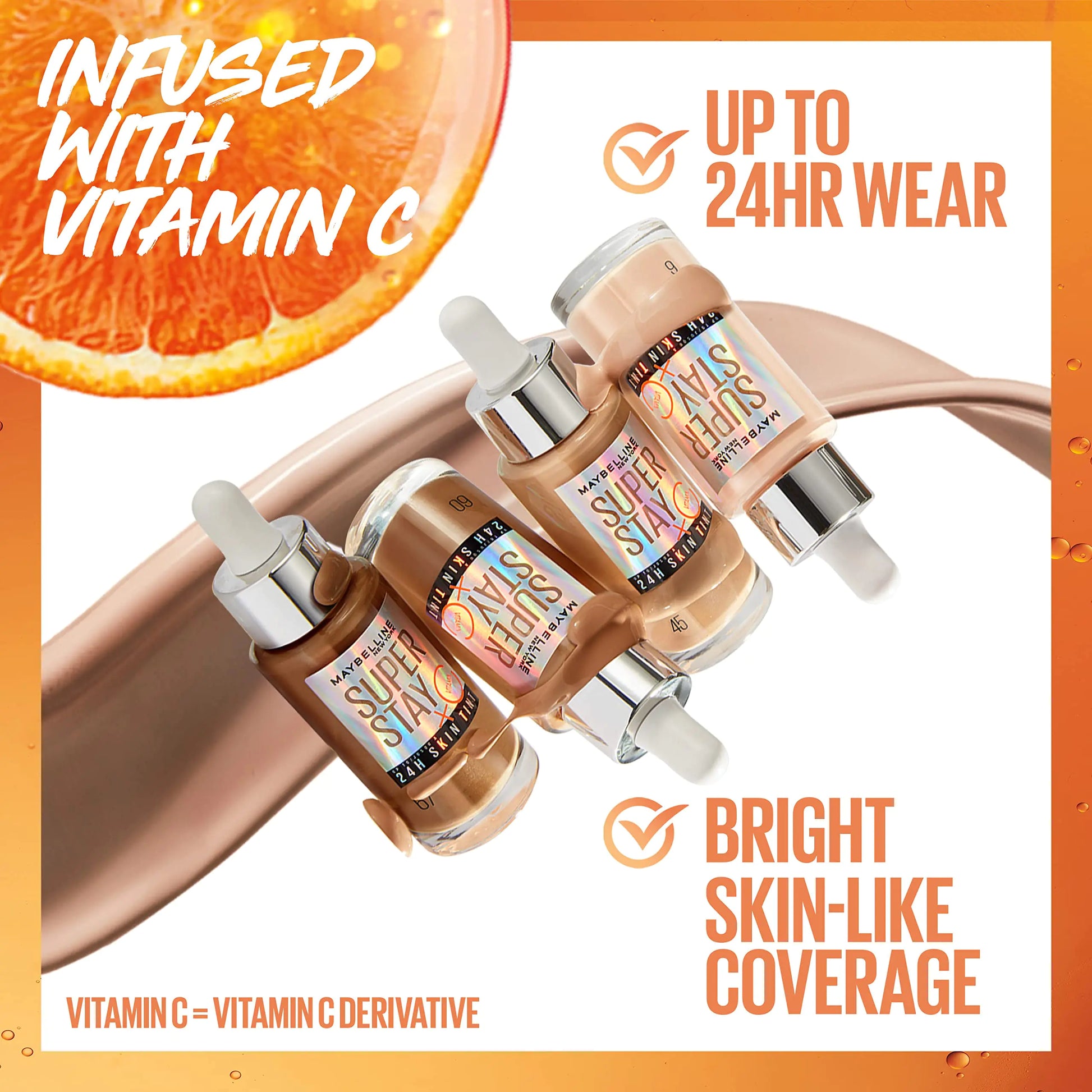 Maybelline Super Stay Up to 24HR Skin Tint, Radiant Light-to-Medium Coverage Foundation, Makeup Infused With Vitamin C, 112, 1 Count 1 Fl Oz (Pack of 1) - DivineLuxes