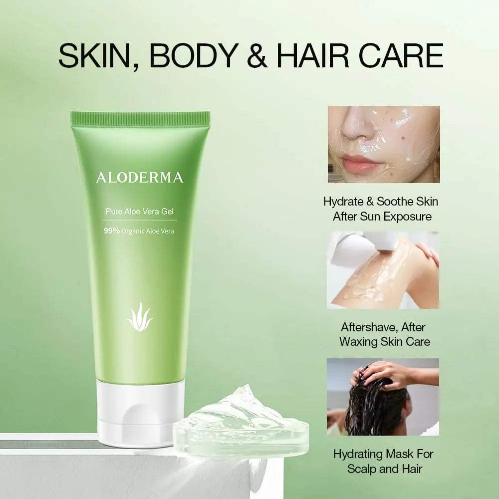 Aloderma 99% Organic Aloe Vera Gel for Face Made within 12 Hours of Harvest - Natural Hydrating Pure Aloe Vera Gel for Soothing Skincare - Moisturizing Aloe Gel for Skin, Face, & Sensitive Skin, 4oz 1 - DivineLuxes