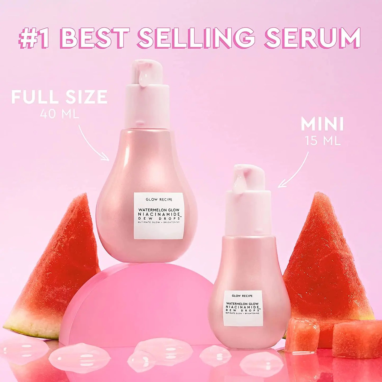 #1 Best Selling Serum Full Size 40 ml and Mini 15 ml - Glow Recipe Watermelon GLow Niacinamide Dew Drops Face Serum