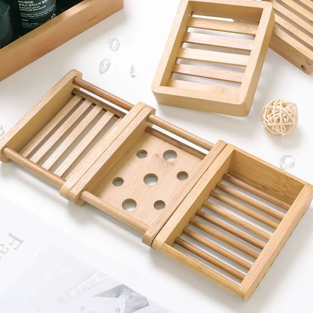 Wooden Bamboo Soap Dish - DivineLuxes