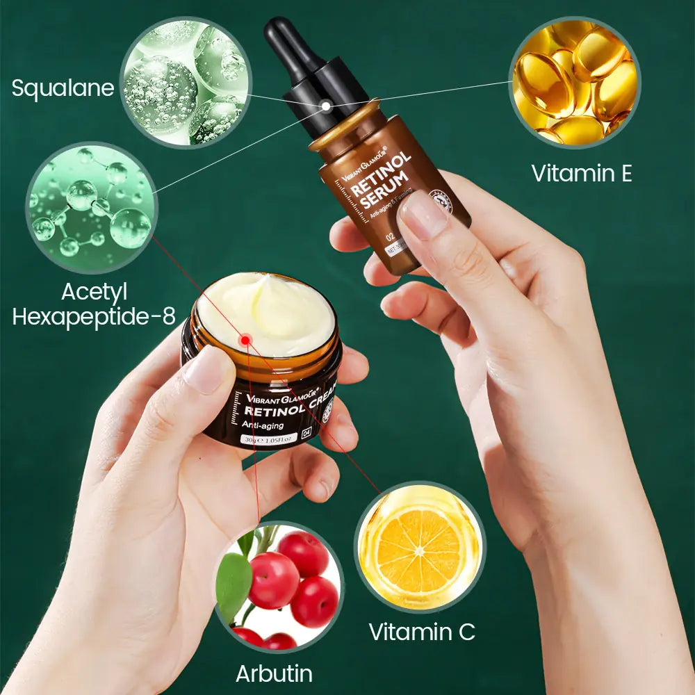 VIBRANT GLAMOUR Retinol Face Cream And Eye Serum - DivineLuxes
