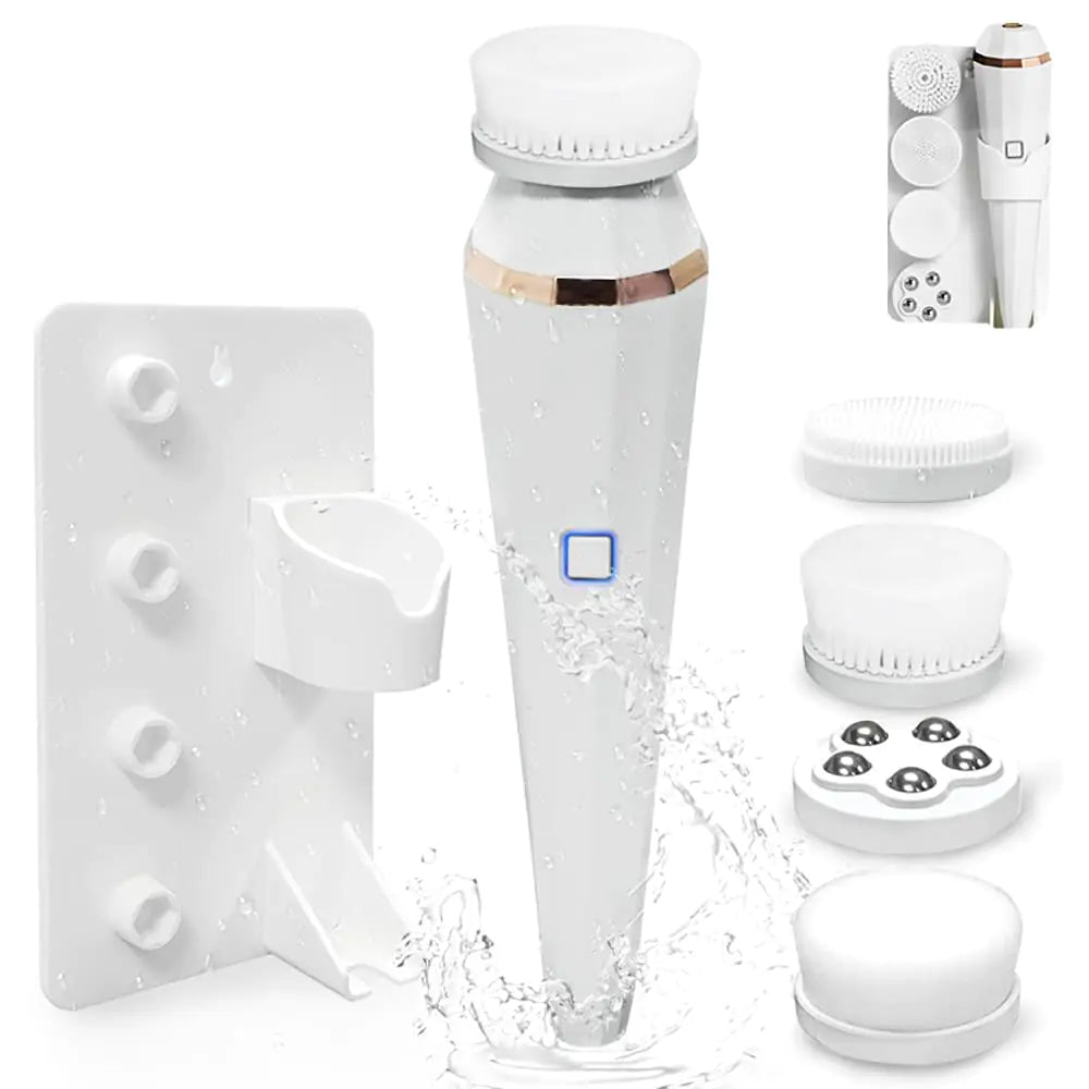 White_facial cleansing brush set