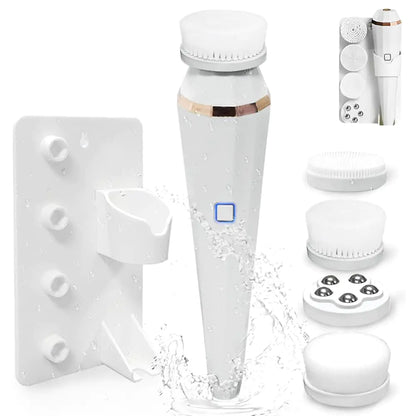 White_facial cleansing brush set