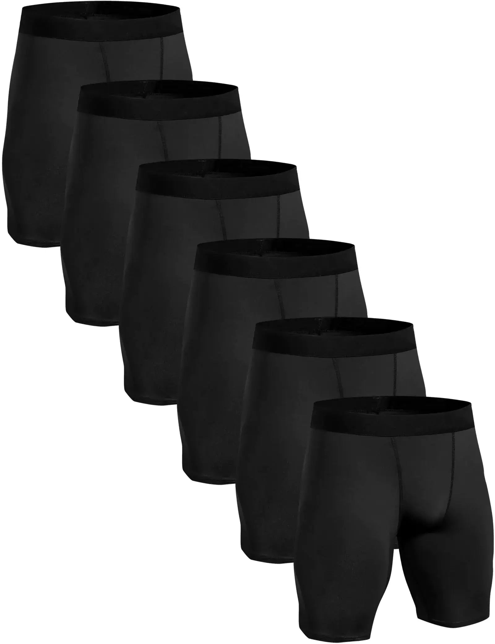 6 Compression Shorts Men Performance Sports Workout Athletic Running Underwear Shorts Spandex 6 Pack Black Small - DivineLuxes