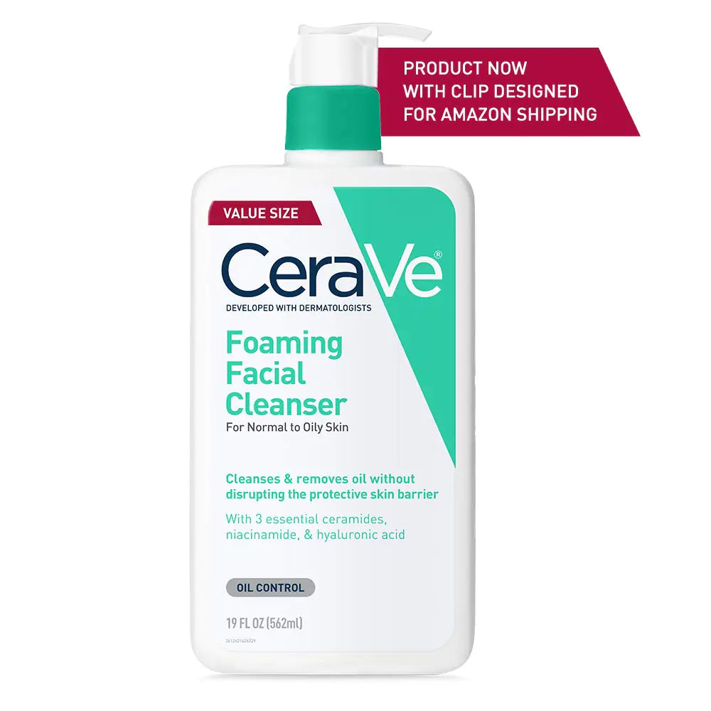 CeraVe Foaming Facial Cleanser | Daily Face Wash for Oily Skin | Hyaluronic Acid + Ceramides + Niacinamide| Fragrance Free & Paraben Free | Non Drying Oil Control Face Wash | 19 Fluid Ounce 19 Fl Oz (Pack of 1) - DivineLuxes