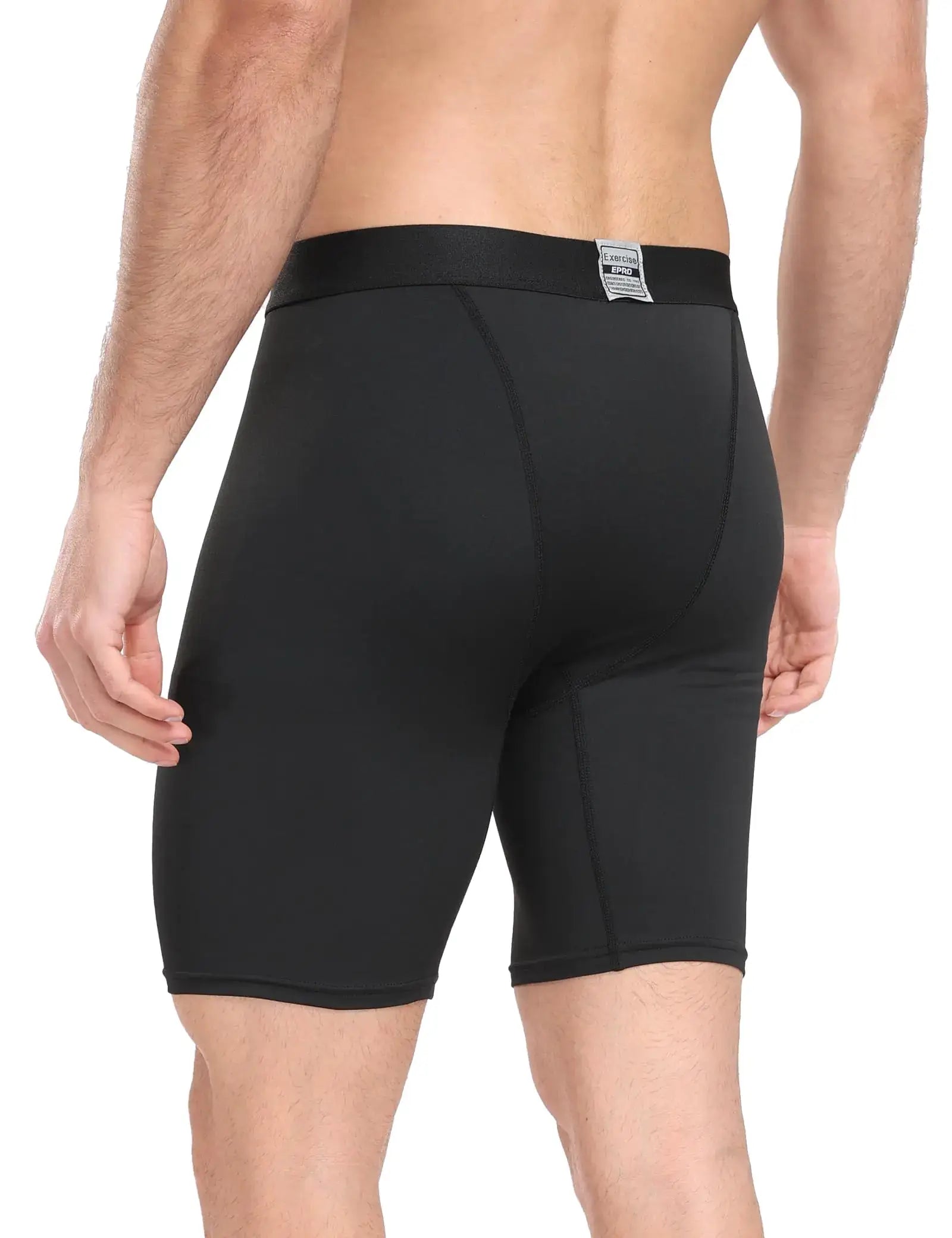 Back view of Compression Shorts Men Performance Sports Workout Athletic Running Underwear Shorts Spandex 6 Pack Black Small - DivineLuxes