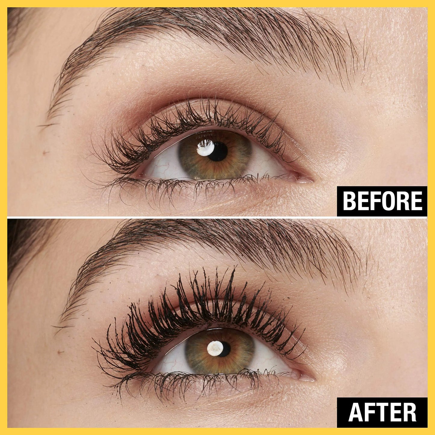 Before and After using Maybelline Volum' Express Colossal Washable Mascara Makeup, Classic Black Mascara, 1 Count WASHABLE CLASSIC BLACK 0.31 Fl Oz (Pack of 1) - DivineLuxes