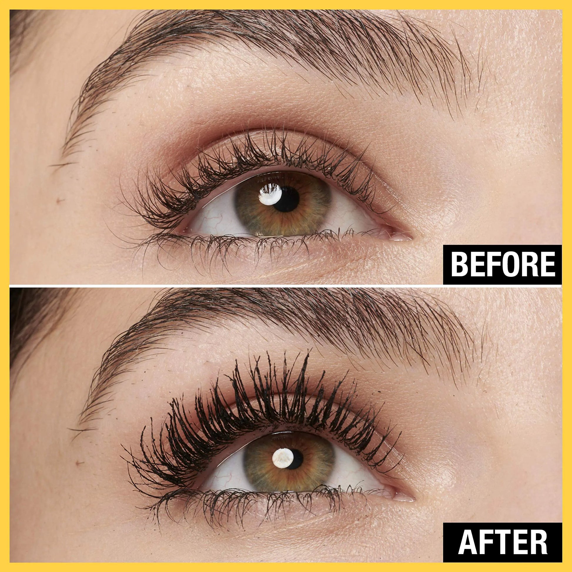 Before and After using Maybelline Volum' Express Colossal Washable Mascara Makeup, Classic Black Mascara, 1 Count WASHABLE CLASSIC BLACK 0.31 Fl Oz (Pack of 1) - DivineLuxes