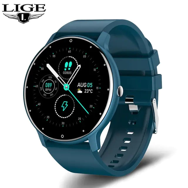 Blue Smart Watch Full Touch Screen Sport Fitness Watch
