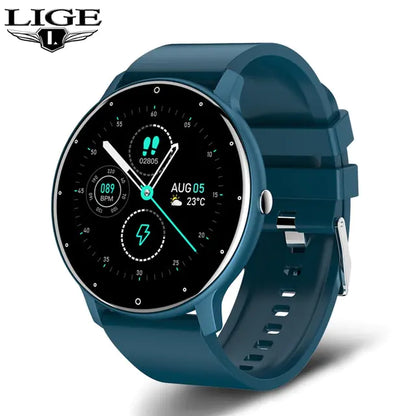 Blue Smart Watch Full Touch Screen Sport Fitness Watch
