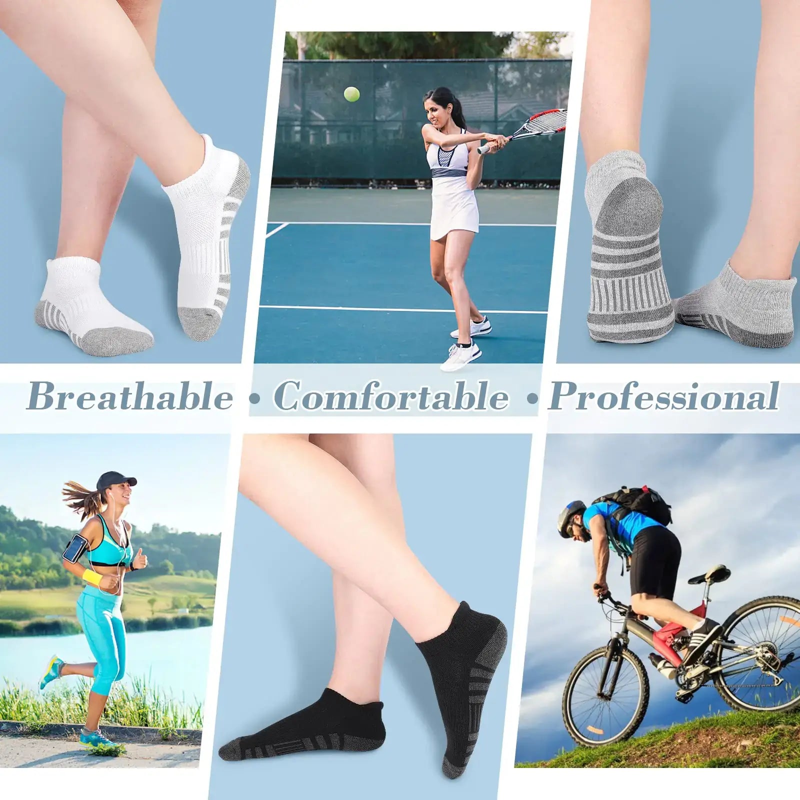 Airacker Ankle Athletic Running Socks Cushioned Breathable Low Cut Sports Tab Socks Being Use in Various Activities