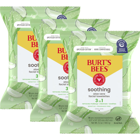 Wipes soothing aloe vera facial towelettes 3 in 