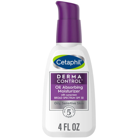 CETAPHIL DERMACONTROL Oil Absorbing Moisturizer with SPF 30 , For Sensitive, Oily Skin , 4 fl oz , Absorbs Oil, Reduces Shine, Hydrates, Protects , No Added Fragrance Unscented 4 Fl Oz (Pack of 1) - DivineLuxes