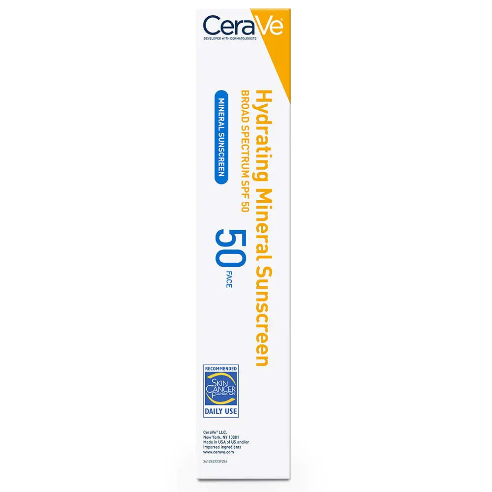 CeraVe 100% Mineral Sunscreen SPF 50 | Face sunscreen With Zinc Oxide & Titanium Dioxide | Hyaluronic Acid + Niacinamide + Ceramides | Oil Free Sunscreen For Face | Travel Size Sunscreen 2.5 oz - DivineLuxes