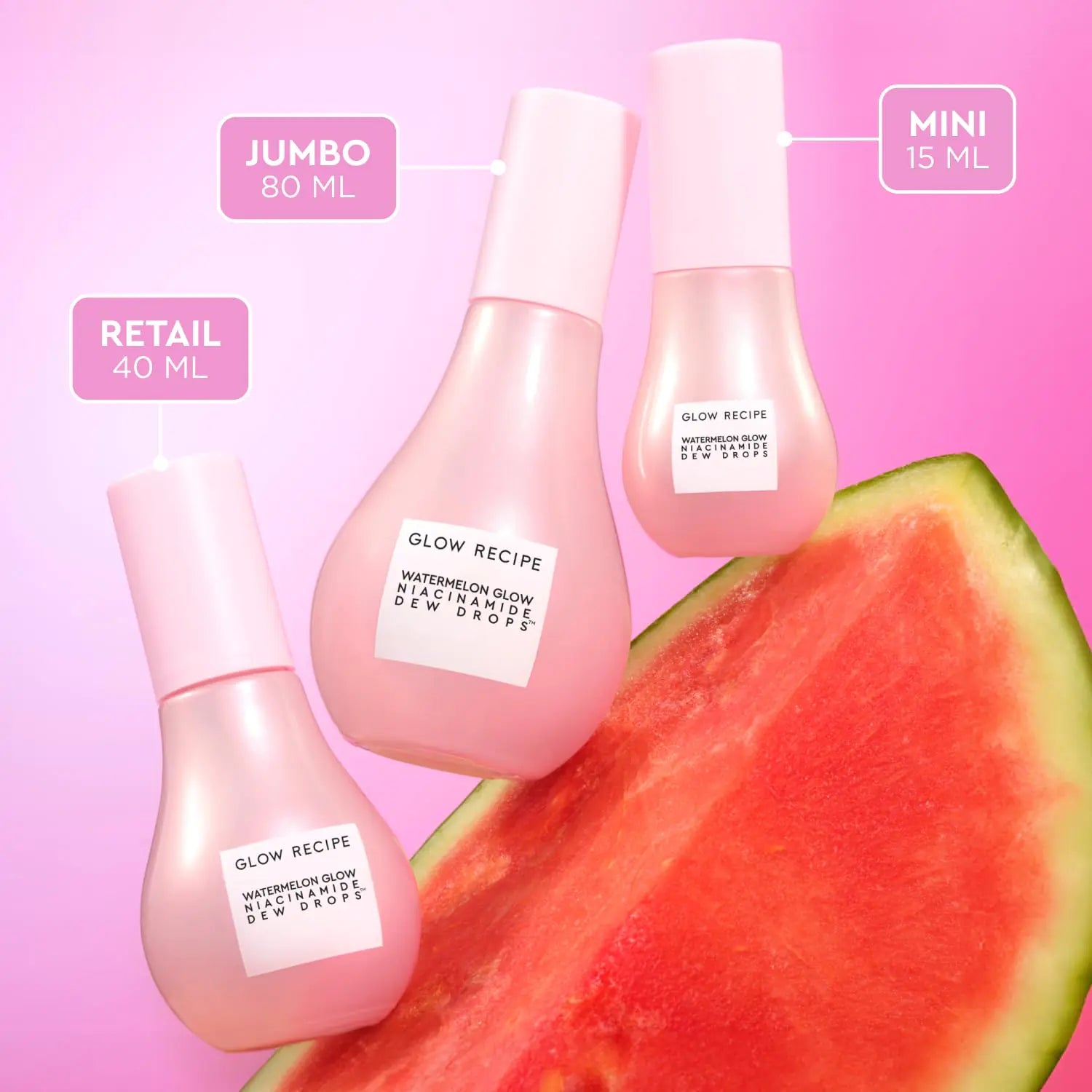 Jumbo 80ml, Mini 15 ml, Retail 40 ml