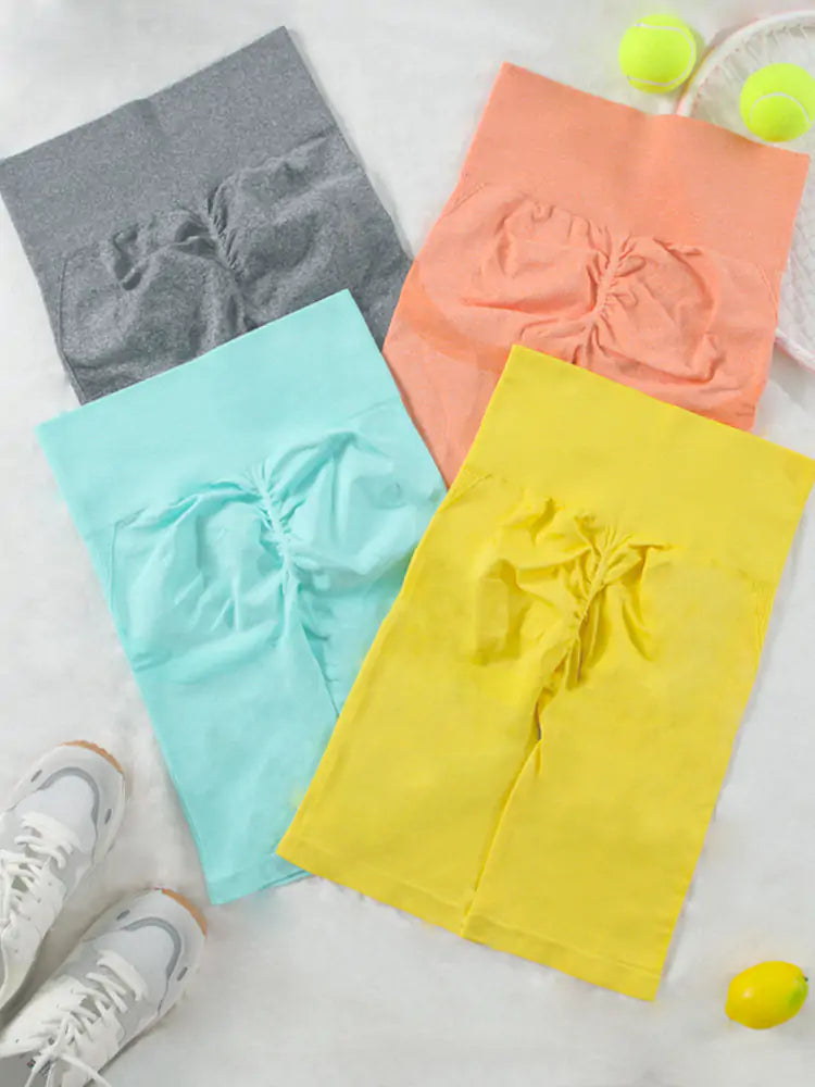 Yellow, Sky Blue, Pink, Gray Fitness Yoga Shorts