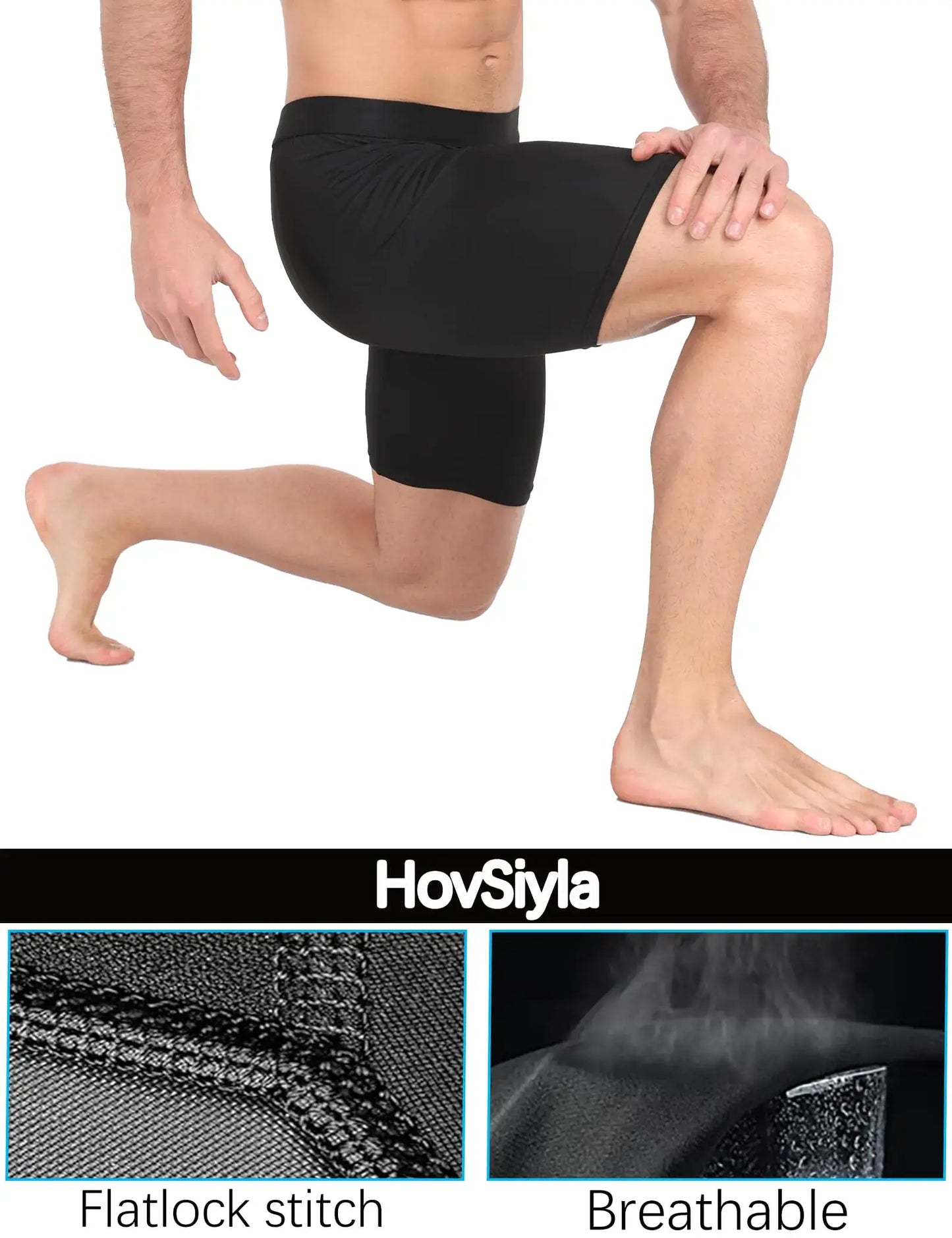 Flatlock Stitch and breathable Compression Shorts Men Performance Sports Workout Athletic Running Underwear Shorts with a man wearing it