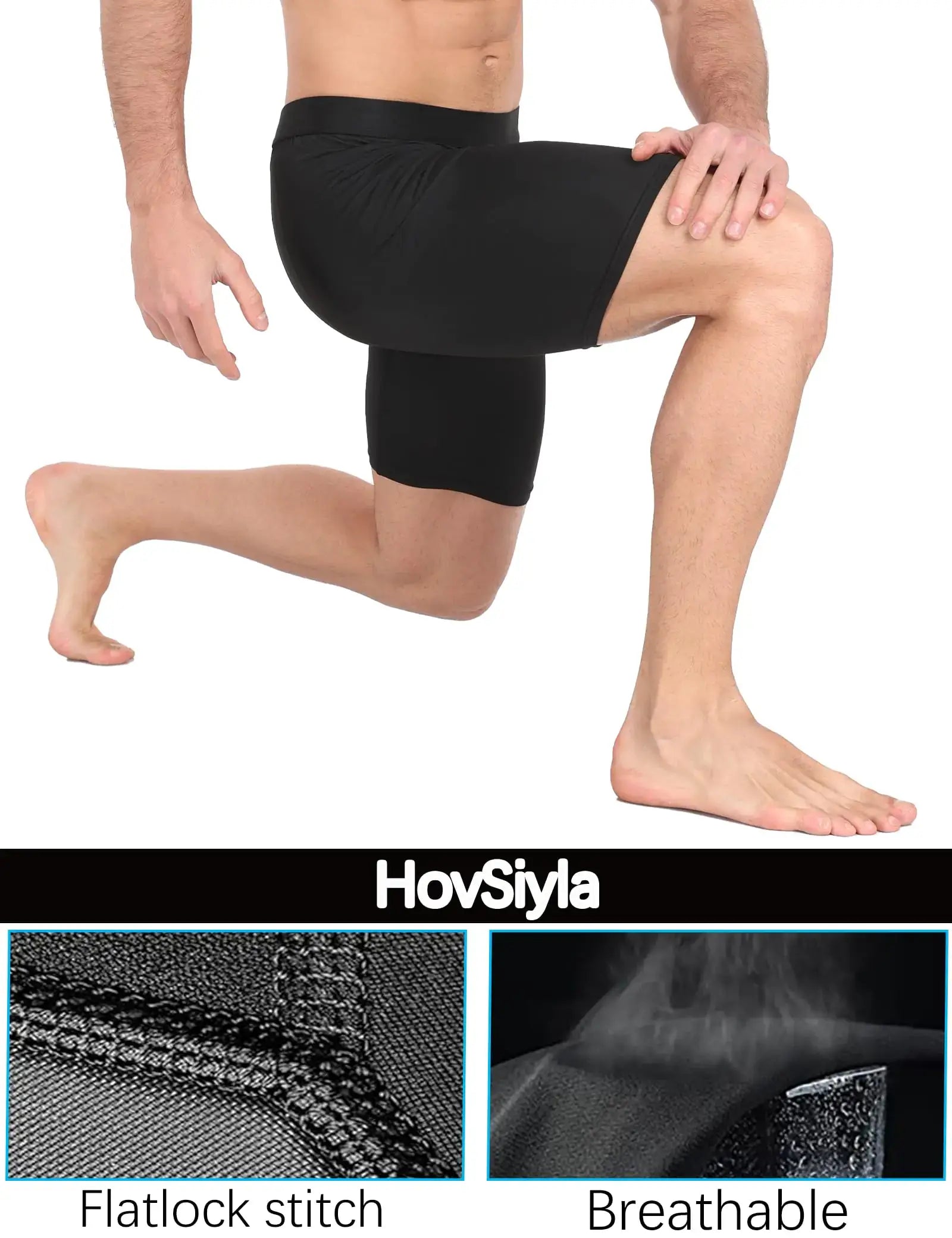 Flatlock Stitch and breathable Compression Shorts Men Performance Sports Workout Athletic Running Underwear Shorts with a man wearing it