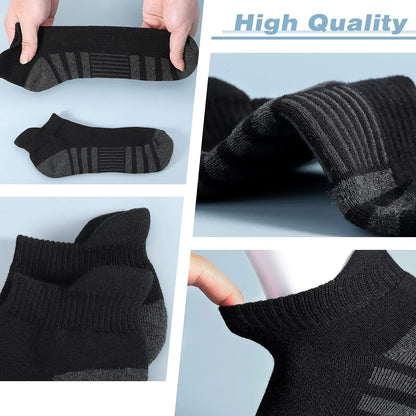 Close-up features of Airacker Ankle Athletic Running Socks Cushioned Breathable Low Cut Sports Tab Socks for Men and Women