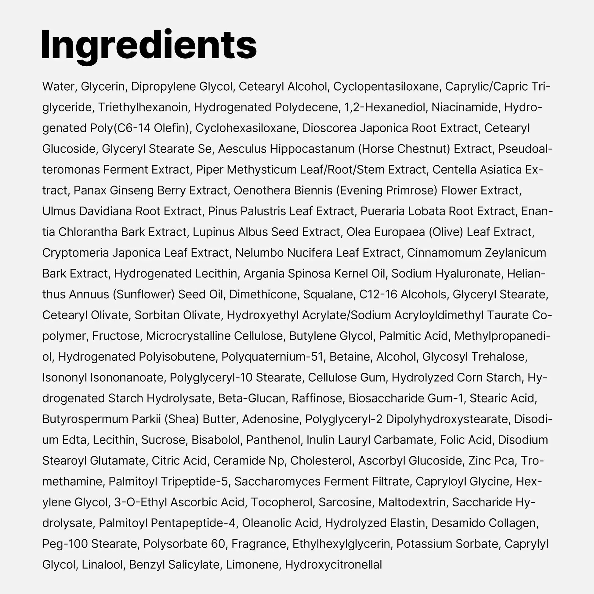 Ingredients of Medicube Triple Collagen Cream - Hydrating & Firming Moisturizer with Hyaluronic Acid, Premium Elastin, Shea Butter - Wrinkle Care & Boosts Elasticity - Korean Skincare, 1.69 oz - DivineLuxes