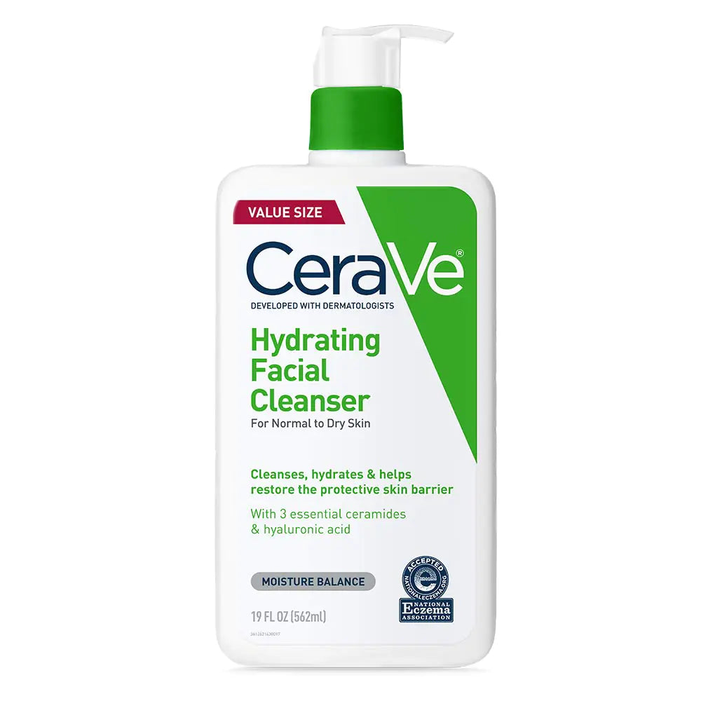 CeraVe Hydrating Facial Cleanser | Moisturizing Face Wash For Dry Skin | Hyaluronic Acid + Ceramides + Glycerin | Hydrating Cleanser For Normal To Dry Skin | National Eczema Assosiation Certified - DivineLuxes