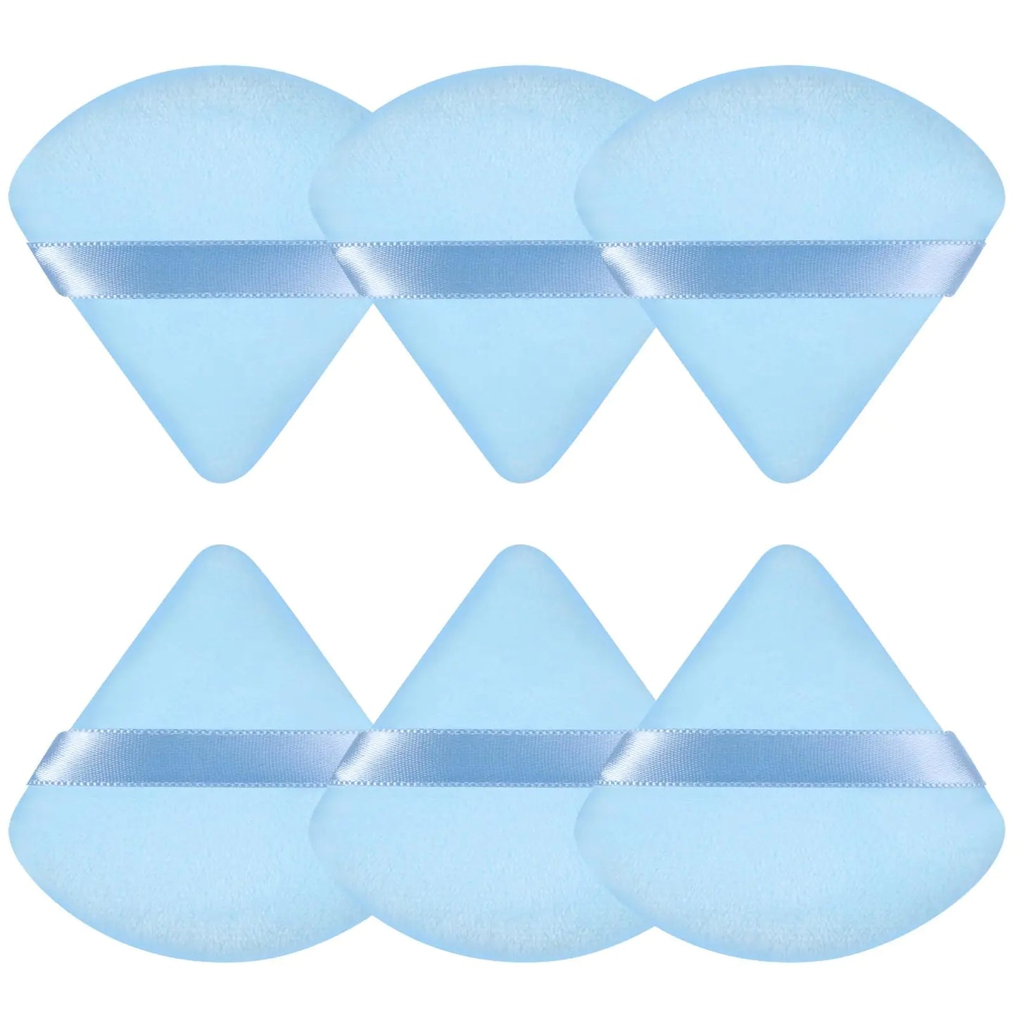Pimoys 6 Pieces Powder Puff Face Soft Triangle Makeup Puff for Loose Powder Setting Powder, Velour Makeup Blender Sponge Set Beauty Makeup Tool, Blue - DivineLuxes