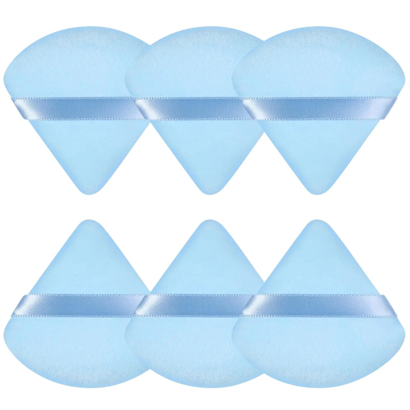 Pimoys 6 Pieces Powder Puff Face Soft Triangle Makeup Puff for Loose Powder Setting Powder, Velour Makeup Blender Sponge Set Beauty Makeup Tool, Blue - DivineLuxes