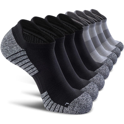 No Show Sports Compression Socks for Men and Women Circulation 4/8 Pack Large Black(4) & Grey(4) - DivineLuxes