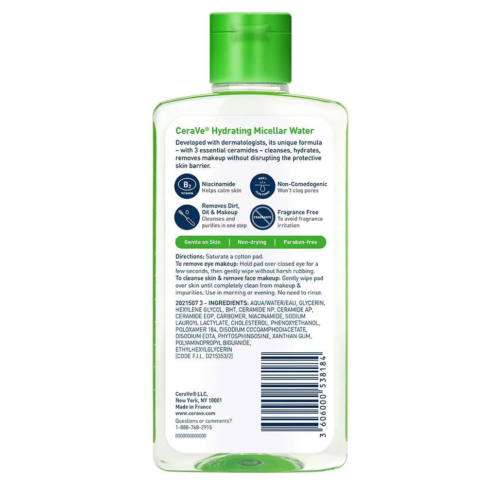 CeraVe Micellar Water | New & Improved Formula | Hydrating Facial Cleanser & Eye Makeup Remover | Fragrance Free & Non-Irritating | 10 Fl. Oz - DivineLuxes