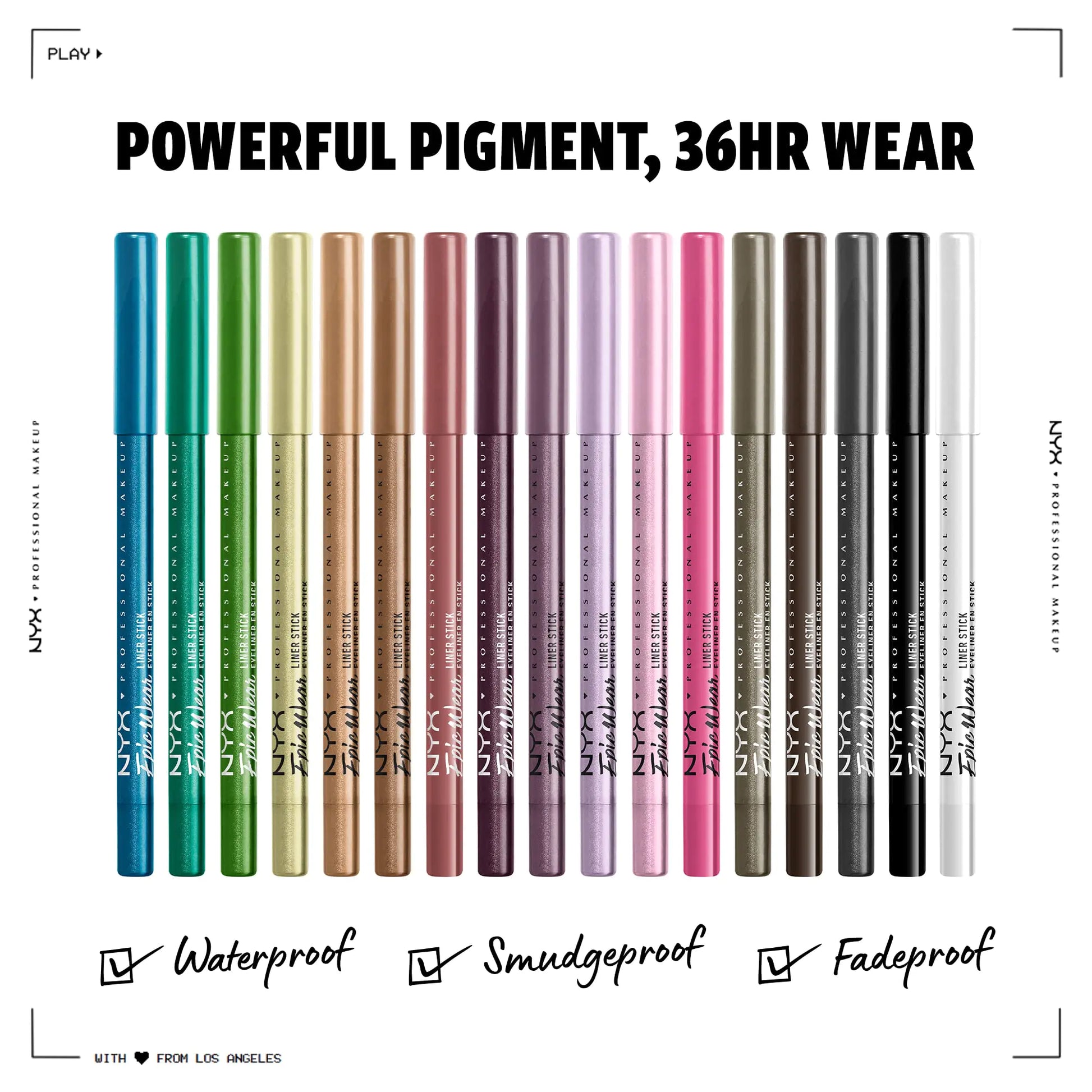 Different shades of powerful pigment 36hr wear