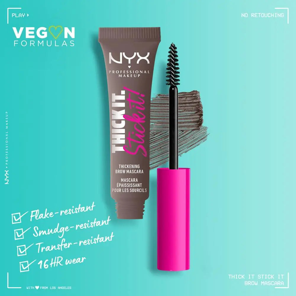 NYX PROFESSIONAL MAKEUP Thick It Stick It Thickening Brow Mascara, Eyebrow Gel - Cool Ash Brown 05 COOL - Flake-resistant, smudge-resistant, transfer-resistant, 16hrs wear