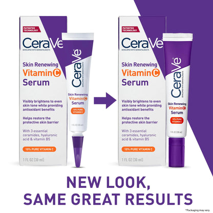 New Look, same Great Results packaging of CereVe Skin Renewing Vitamin C Serum 