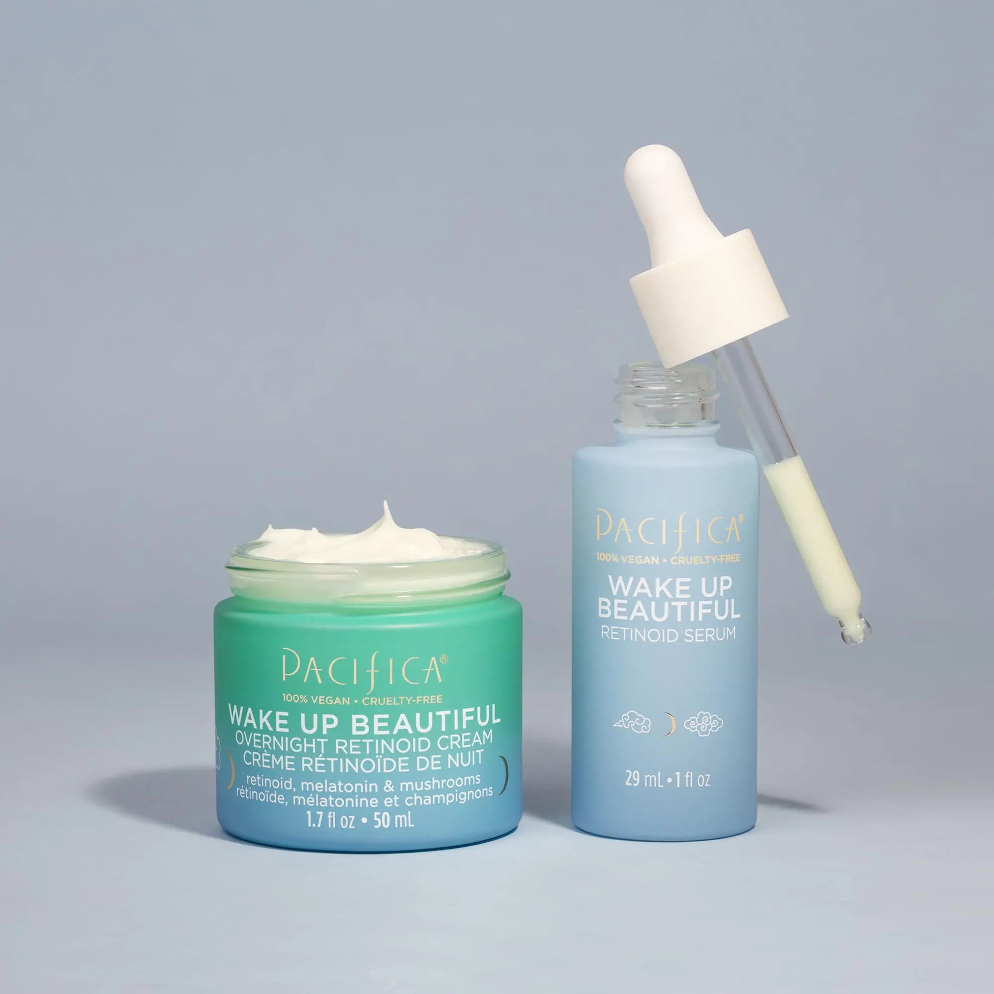 Pacifica Wake Up Beautiful Overnight Retinoid Cream and retinoid Serum
