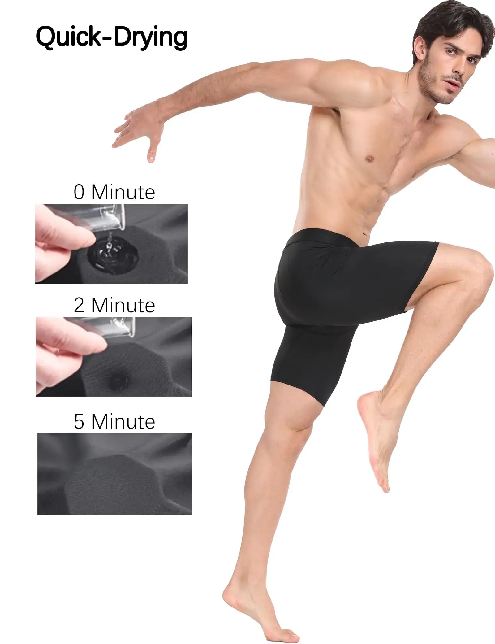 Man Wearing the Underwear Shorts with a Quick-drying results on the side