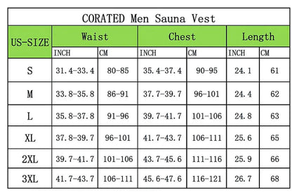 Sizes for Men Shaper Vest