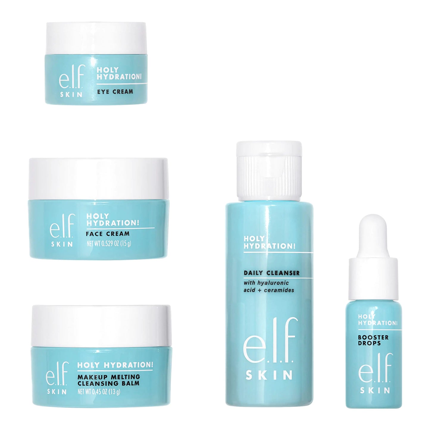 Mini kit featuring Cleanser, makeup remover, eye crea, and moisturizer in travel-friendly, TSA-approved sizes for hydrated and glowing skin
