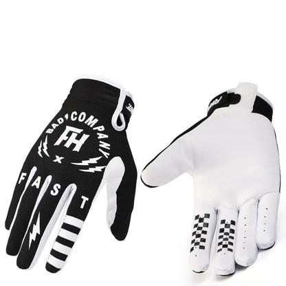 White and Black Outdoor Sports Full Finger Gloves - DivineLuxes