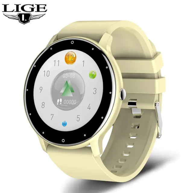 Yellow Smart Watch Full Touch Screen Sport Fitness Watch
