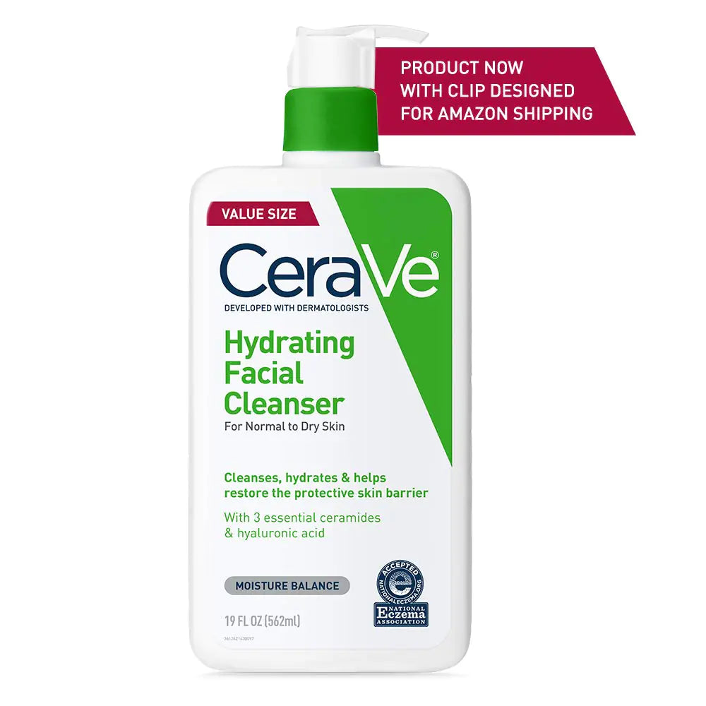 CeraVe Hydrating Facial Cleanser | Moisturizing Face Wash For Dry Skin | Hyaluronic Acid + Ceramides + Glycerin | Hydrating Cleanser For Normal To Dry Skin | National Eczema Assosiation Certified - DivineLuxes