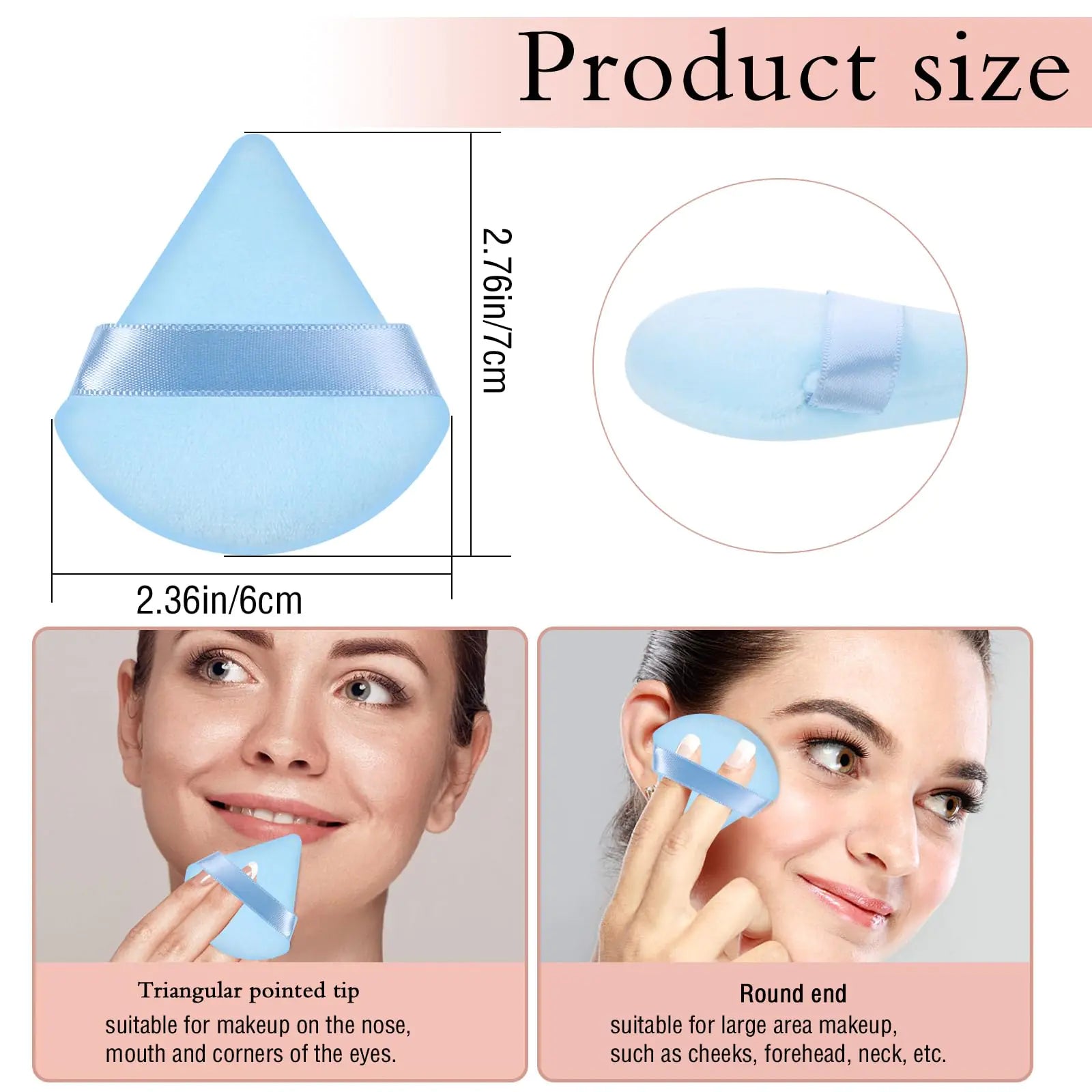 Pimoys 6 Pieces Powder Puff Face Soft Triangle Makeup Puff for Loose Powder Setting Powder, Velour Makeup Blender Sponge Set Beauty Makeup Tool, Blue - DivineLuxes