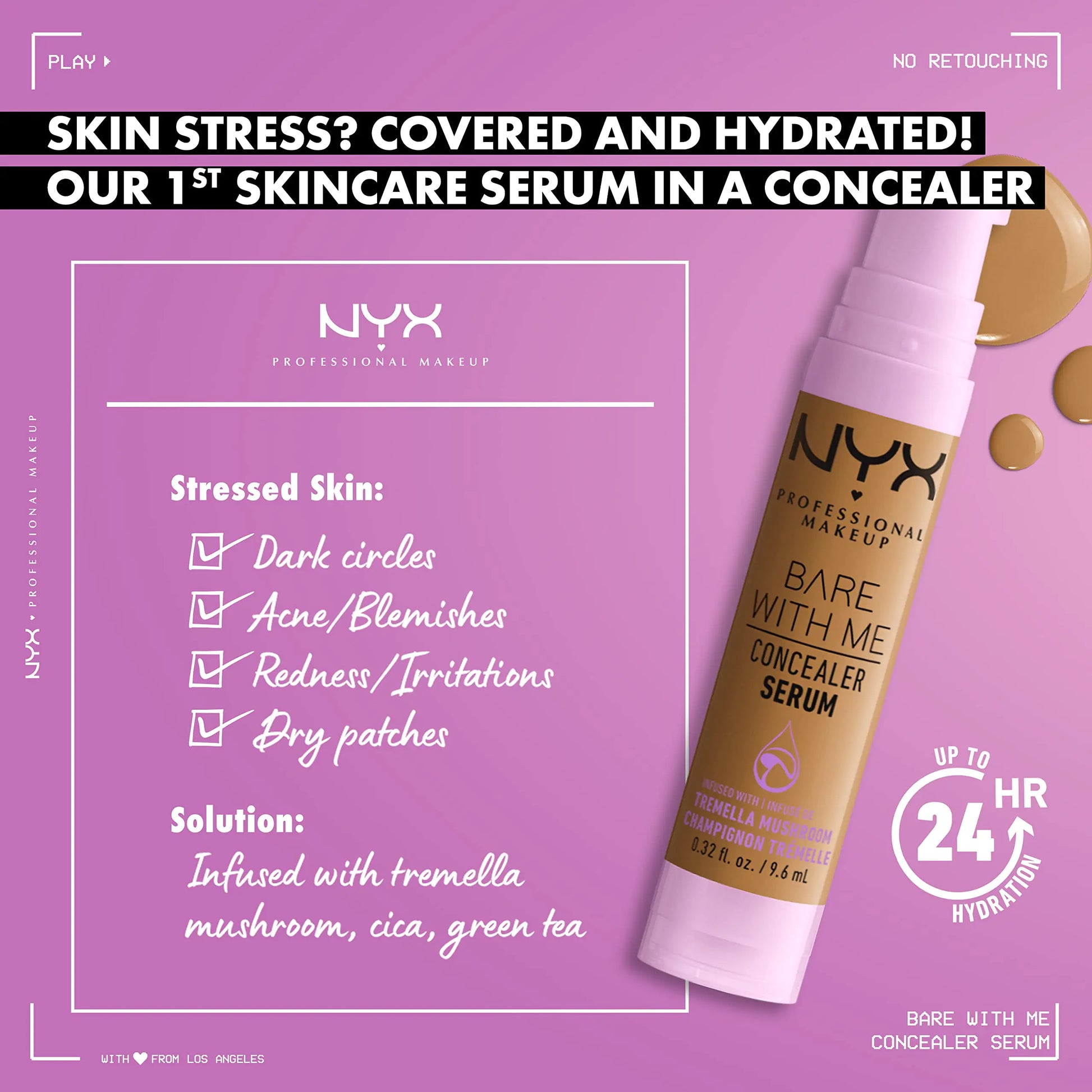 NYX PROFESSIONAL MAKEUP Bare With Me Concealer Serum, Up To 24Hr Hydration - Rich 12 Rich 0.32 Fl Oz (Pack of 1) - DivineLuxes