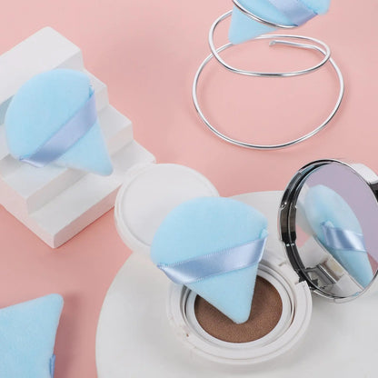 Pimoys 6 Pieces Powder Puff Face Soft Triangle Makeup Puff for Loose Powder Setting Powder, Velour Makeup Blender Sponge Set Beauty Makeup Tool, Blue - DivineLuxes