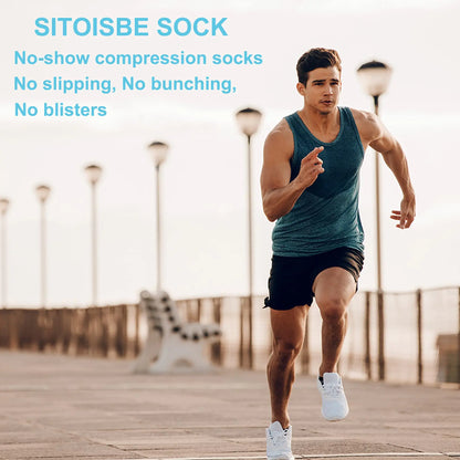 No Show Sports Compression Socks for Men and Women Circulation 4/8 Pack Large Black(4) & Grey(4) - DivineLuxes