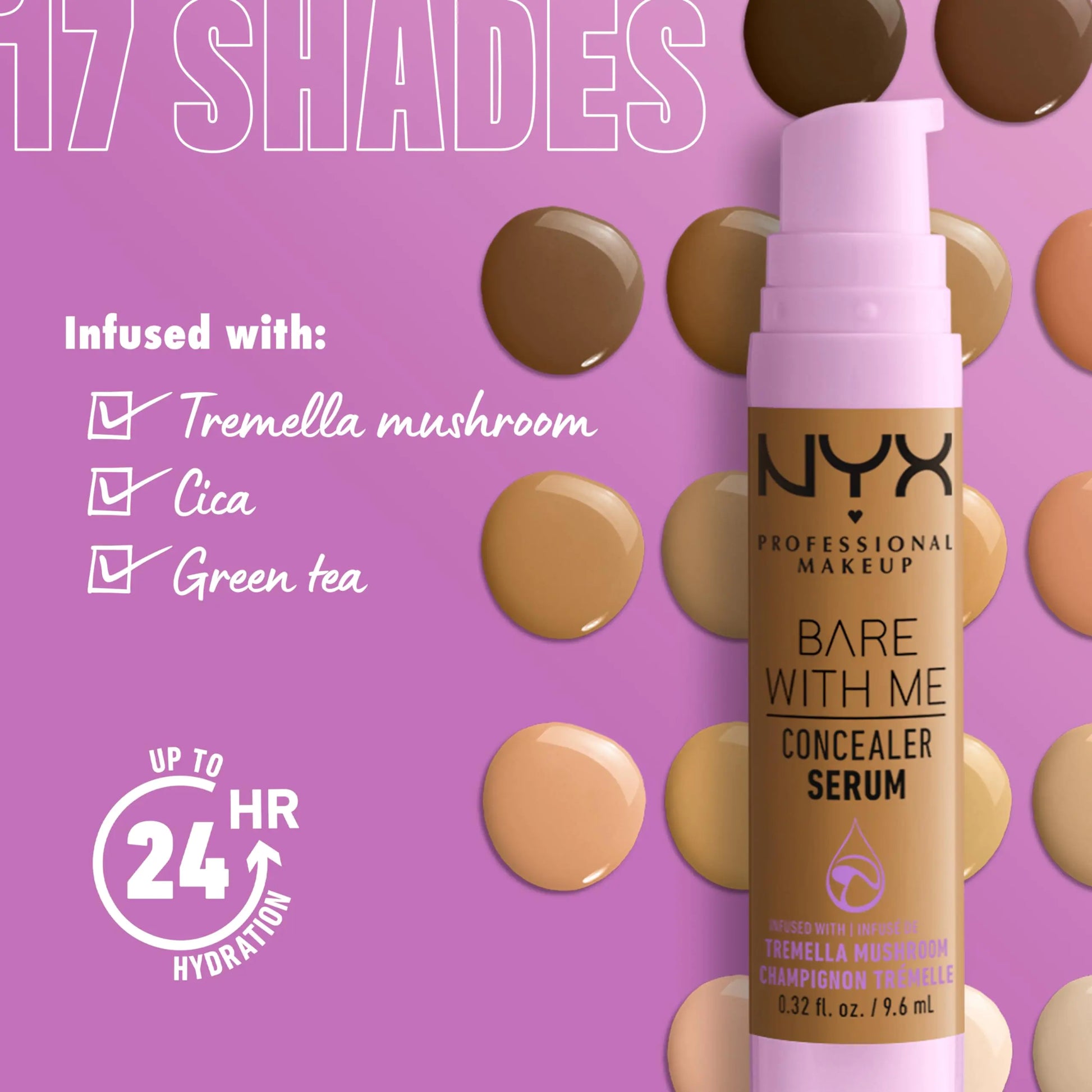 NYX PROFESSIONAL MAKEUP Bare With Me Concealer Serum, Up To 24Hr Hydration - Rich 12 Rich 0.32 Fl Oz (Pack of 1) - DivineLuxes