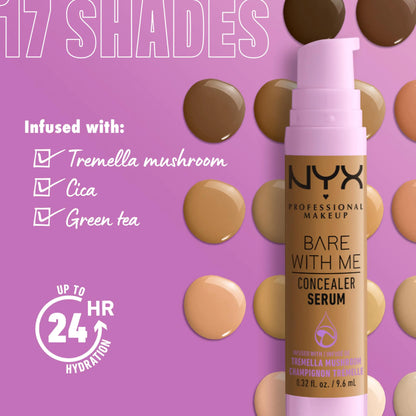 NYX PROFESSIONAL MAKEUP Bare With Me Concealer Serum, Up To 24Hr Hydration - Rich 12 Rich 0.32 Fl Oz (Pack of 1) - DivineLuxes